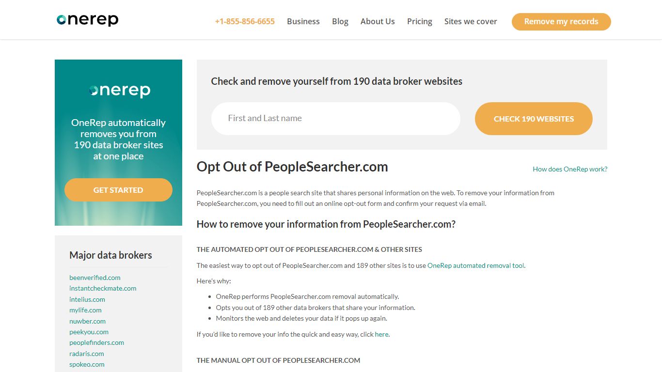 PeopleSearcher.com Opt Out & Removal Guide | OneRep